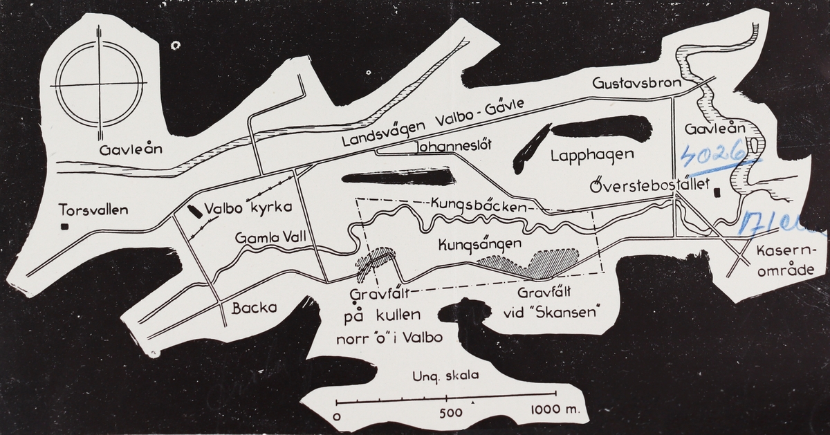 Karta över Vall och Kungsbäck.