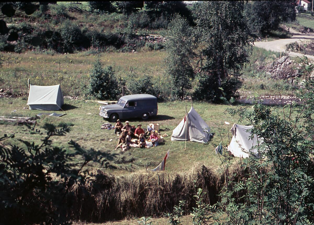 Family at a campsite, around 1960.