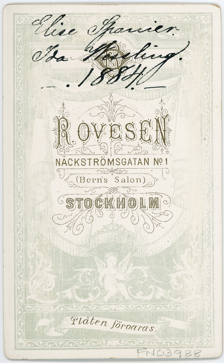 Kabinettsfotografi - Elise och Ida, Stockholm 1884
