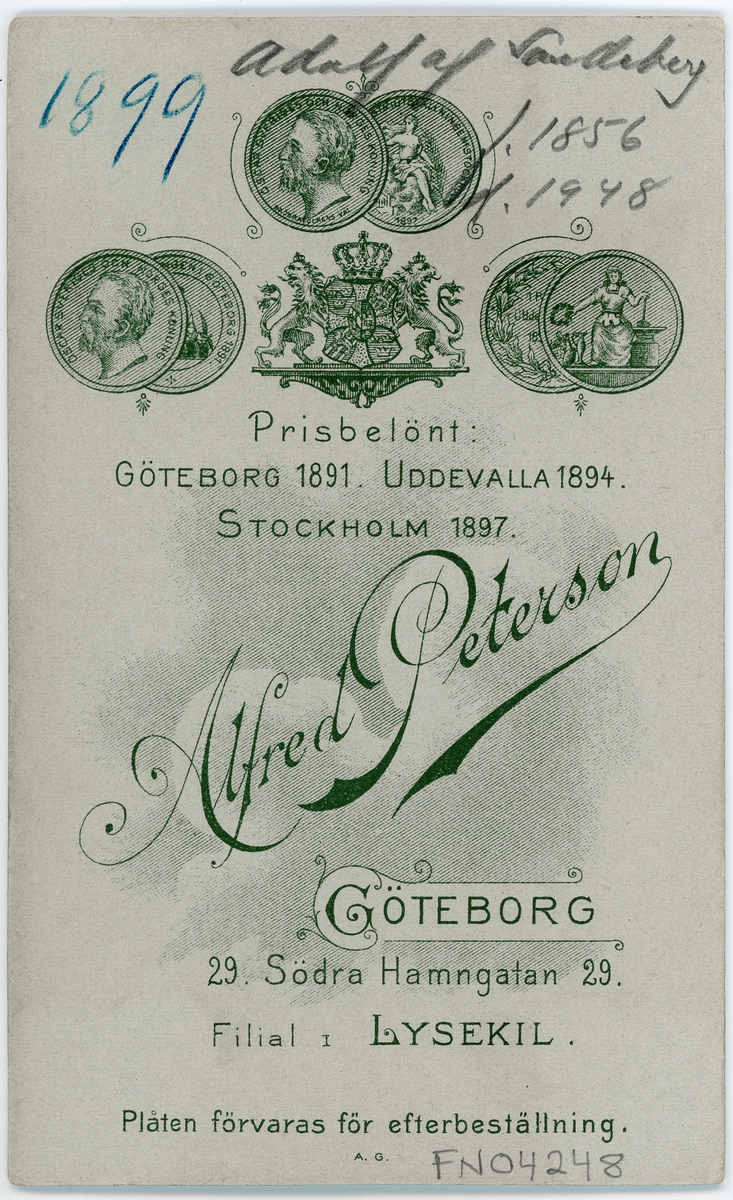 Kabinettsfotografi - Adolf af Sandeberg, Göteborg 1899