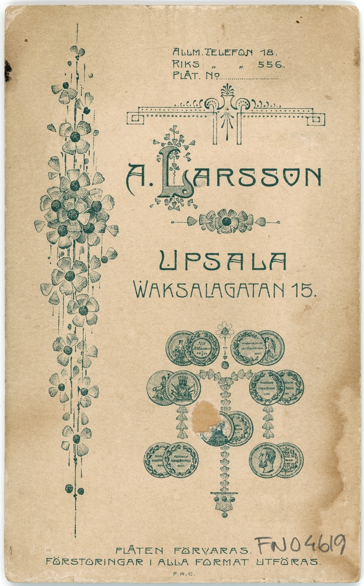 Kabinettsfotografi - "storebror", Uppsala 1908