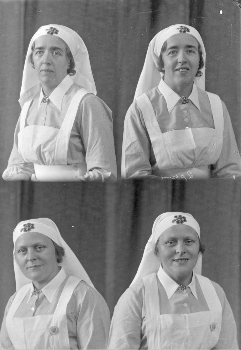 Portrett. To unge kvinner i sykepleieruniform. (Norges Sanitetes Kvinner.) Bestilt av Søster Margrethe + søster Kari