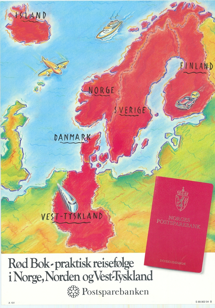 Tosidig plakat med likt motiv og tekst på begge sider. Tekst på bokmål og nynorsk. Plakaten er merket med Postens logo.
