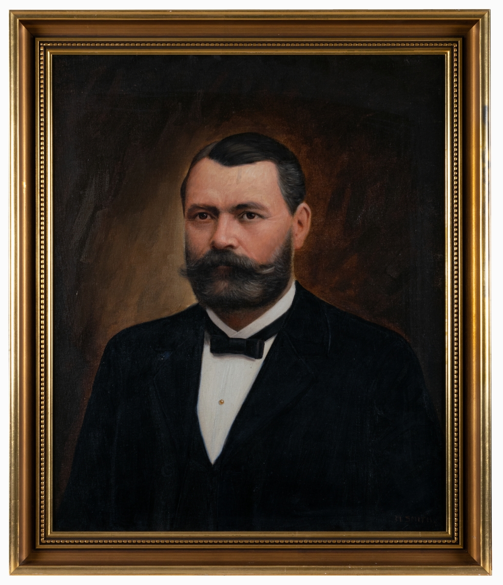 Porträtt av Fredrik Ahlgren, död 1907, grundare av F Ahlgrens Tekniska Fabrik AB 1885. Målat av konstnär Axel Smith i början av 1900-talet.
