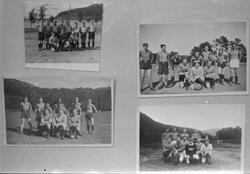 Ei samling bilete av Ølen fotballlag sine turar, 1946-1951. 