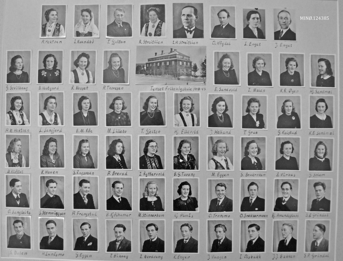 Gruppebilde. Tynset Folkehøgskole, 1946-47