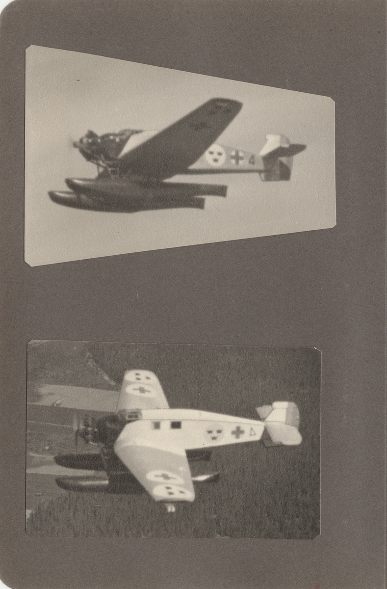 Ambulansflygplan Trp 2, Junkers W 34 märkt nummer 4 i luften. Flygbild, vy snett uppifrån.