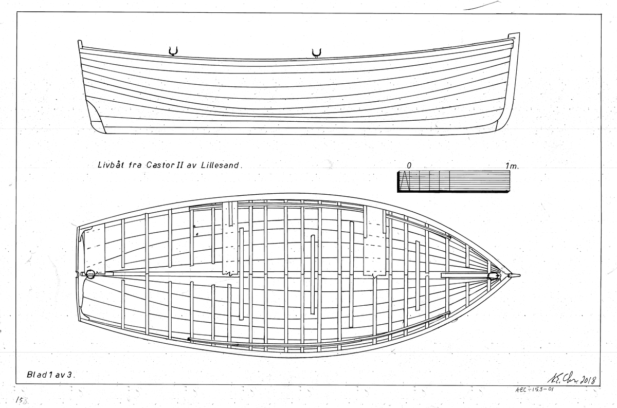 Livbåt fra "CASTOR II" av Lillesand
Lengde: 4.40m