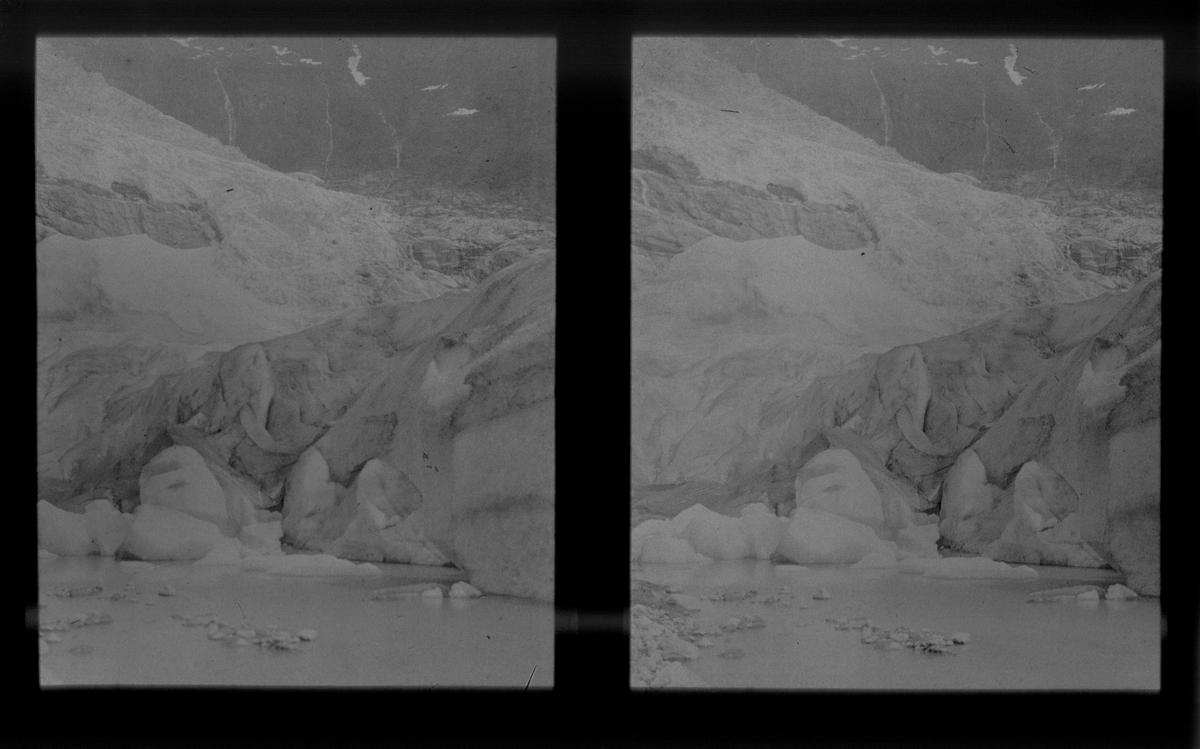 Bøyabreen, brearm av Jostedalsbreen. Tilhører Arkitekt Hans Grendahls samling av stereobilder.