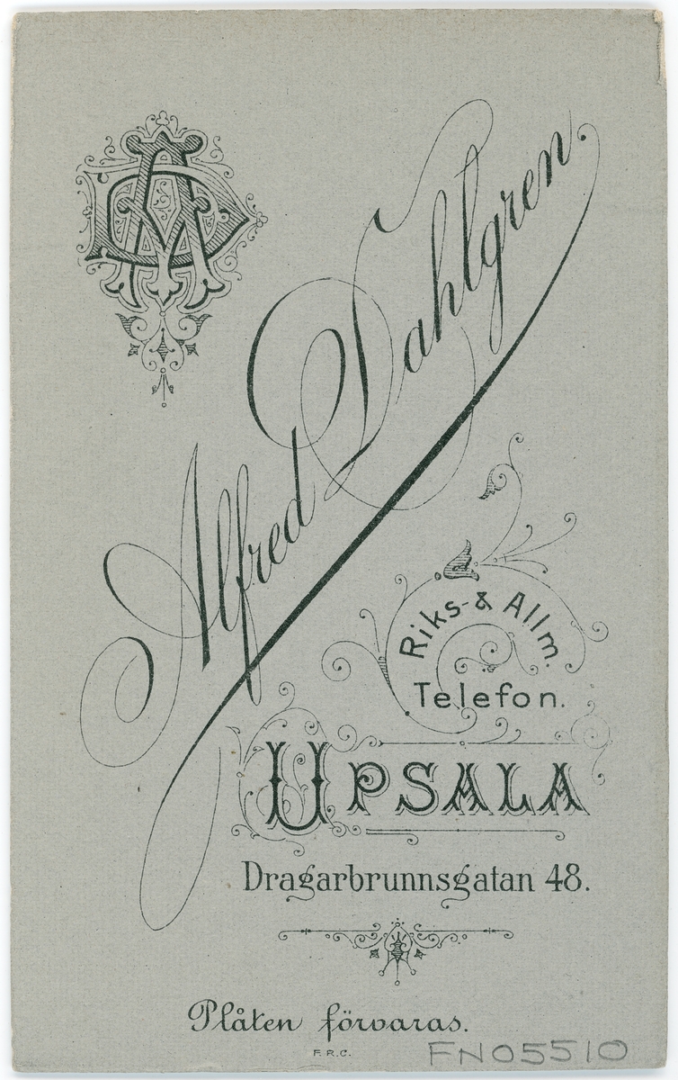 Kabinettsfotografi - konstnären Manne Irhan, Uppsala 1903