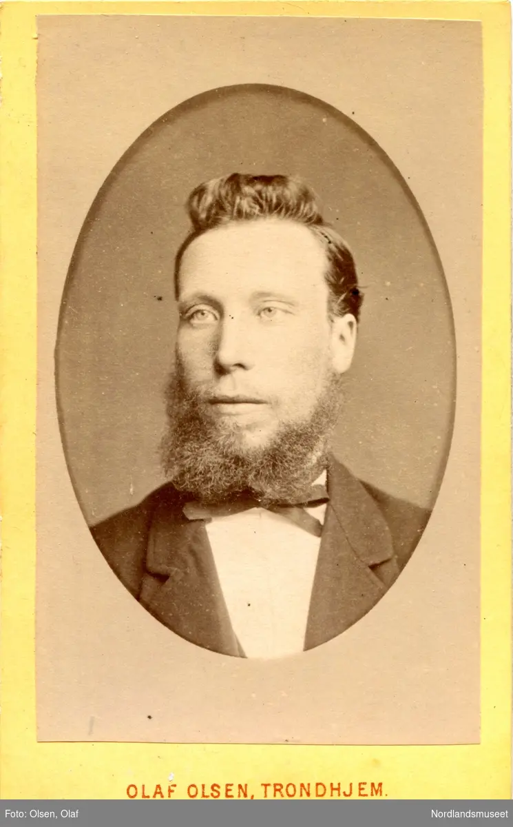 Portrettbilde av en ung mann med todelt skjegg. Lars Olaus Tomas Johannessen Fremmerlid