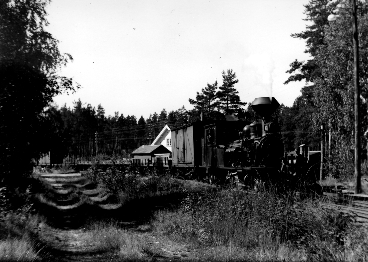 Setesdalsbanen. Blandet tog ved Hornnes. Lok nr. 2. 28. august 1959.
