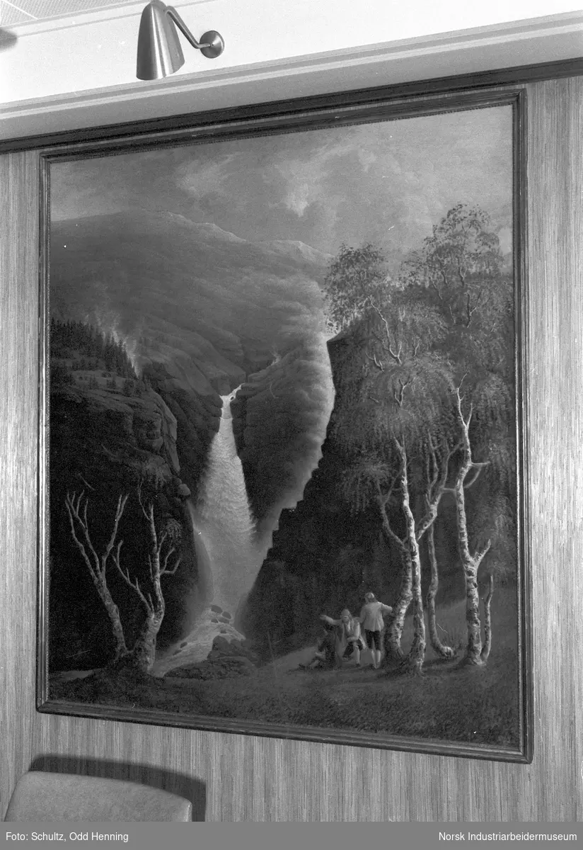 Maleri av Flintoe som fremstiller Rjukanfossen.