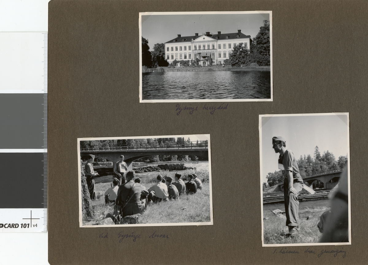 Text i fotoalbum: "Min sista Hk-kurs på ingfältövning juli 1946. Vid Gysinge broar".