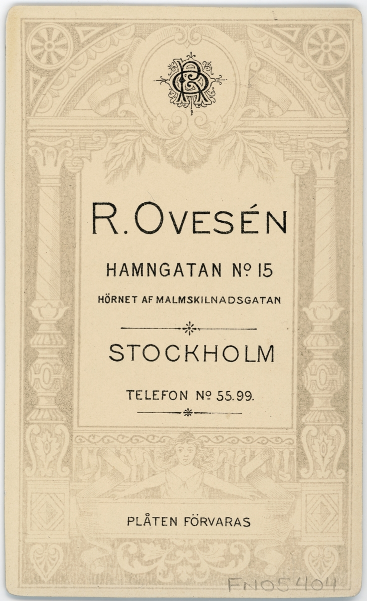 Kabinettsfotografi - man, Stockholm 1889