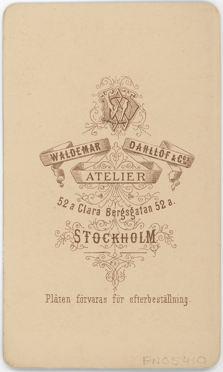 Kabinettsfotografi - medicine kandidat Henrik af Zellén, Stockholm 1881