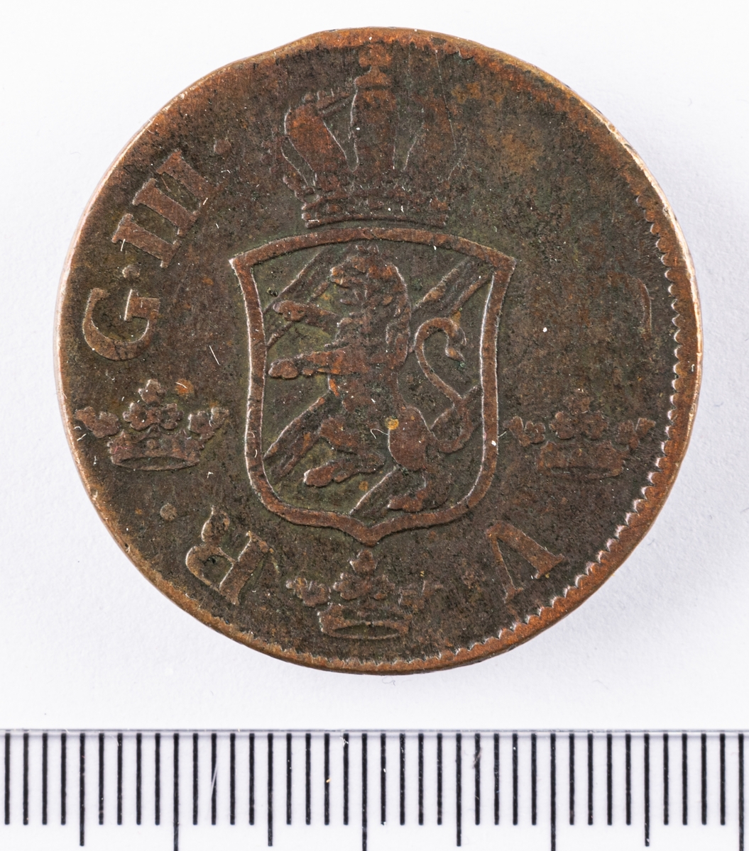 Mynt, Sverige, 2 öre, 1777.