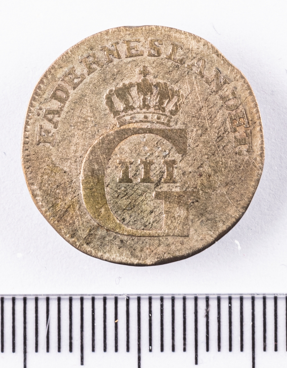 Mynt, Sverige, 1/24 riksdaler, 1777.