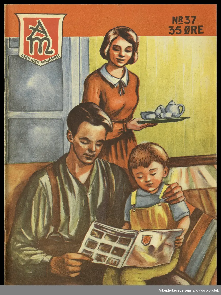Arbeidermagasinet - Magasinet for alle. Forside. Nr. 37. 1934. Illustrasjon av Borghild Rud.
