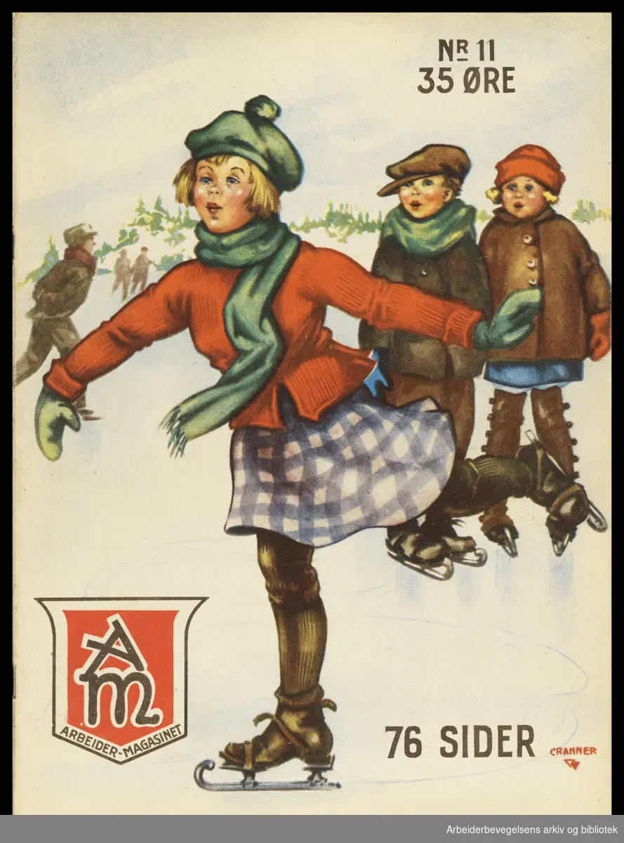 Arbeidermagasinet - Magasinet for alle. Forside Nr. 11. 1933. Illustrasjon: Birger Cranner.
