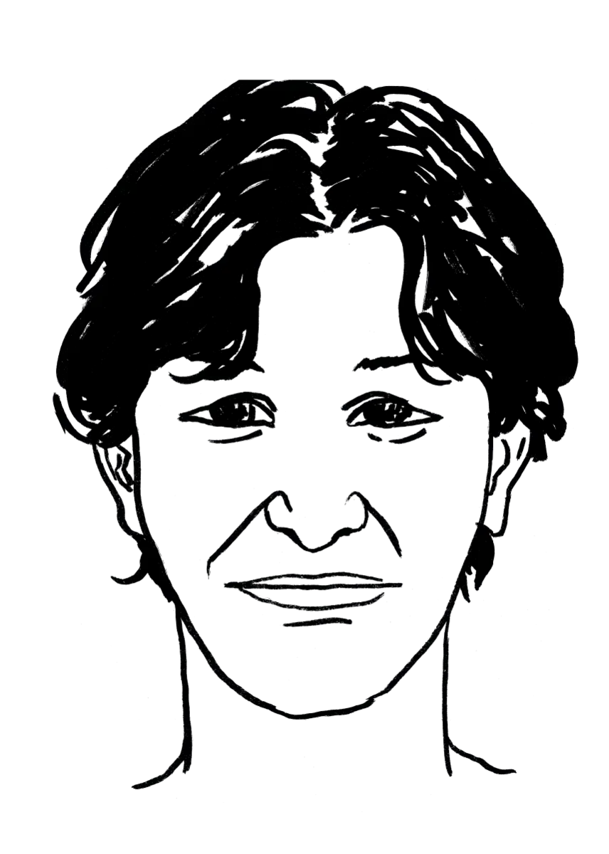 Drawing illustrating a woman.