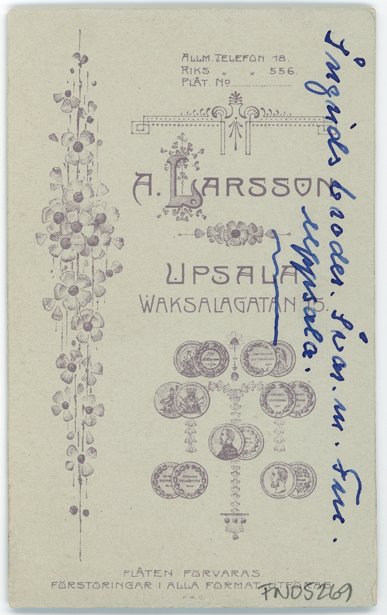 Kabinettsfotografi - Gertrud och Ivar Frisk, Uppsala 1910