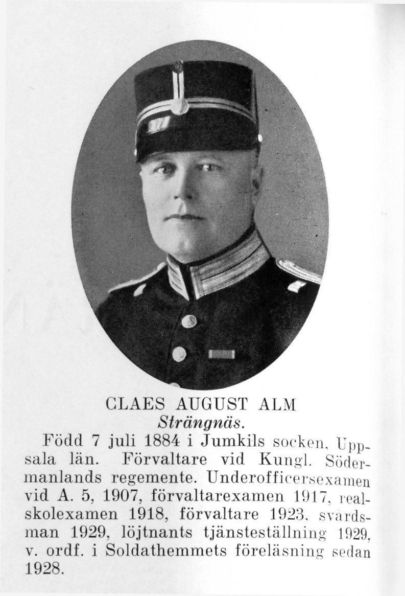 Strängnäs 1934

Förvaltare Claes August Alm
Född: 1884-07-07 Jumkils socken
Död: 1967-11-28 Oscar, Stockholms stad