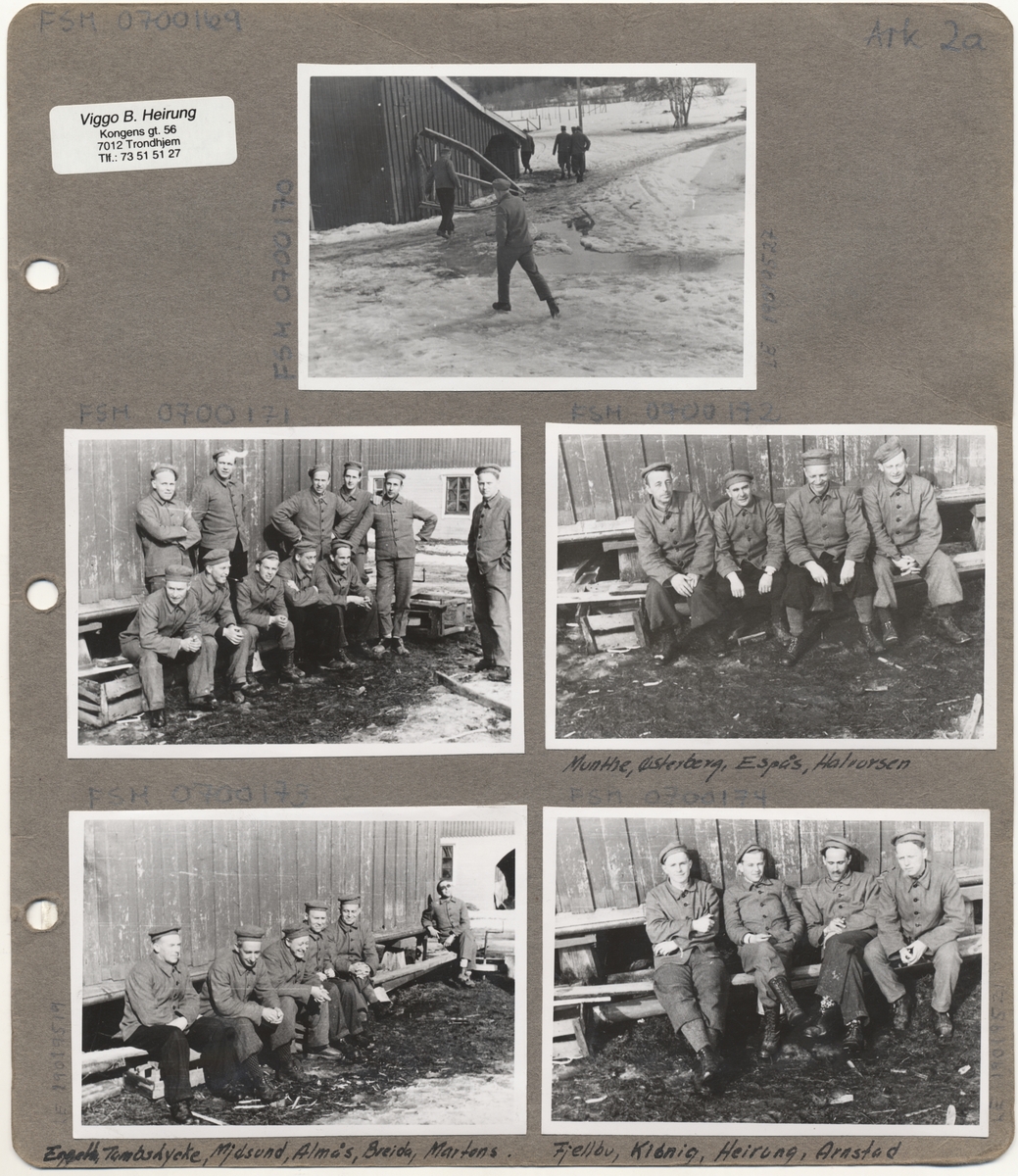 Side fra Viggo B. Heirungs album med bilder fra hans tid som gissel på Falstad (mars-juni 1942).