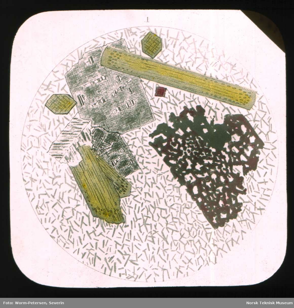 Grorudit under mikroskopet, etter Brøgger: Eruptiv g.est. d. Kr.aniageb. I