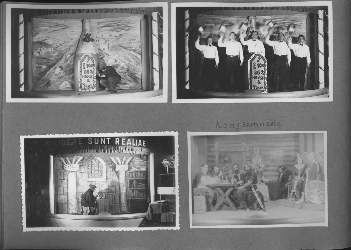 Side fra Kjeld Bugges fotoalbum. Innherad fangeleir - teaterforestillinger.
