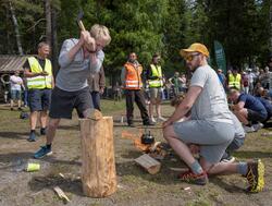 Fra VM i tømmerfløting 2022, arrangert ved Norsk skogmuseum 