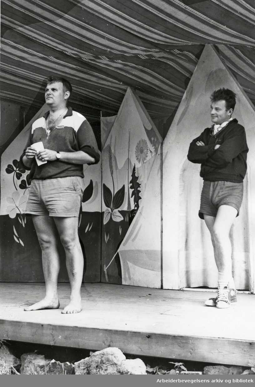 AUF sommerleir på Utøya 1961. Ronald Bye (t.v.) og Truls Gerhardsen. Juli 1961