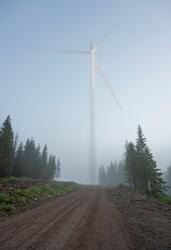 Vei mot vindturbin på Kjølbergsryggen i Kjølberget vindkraft