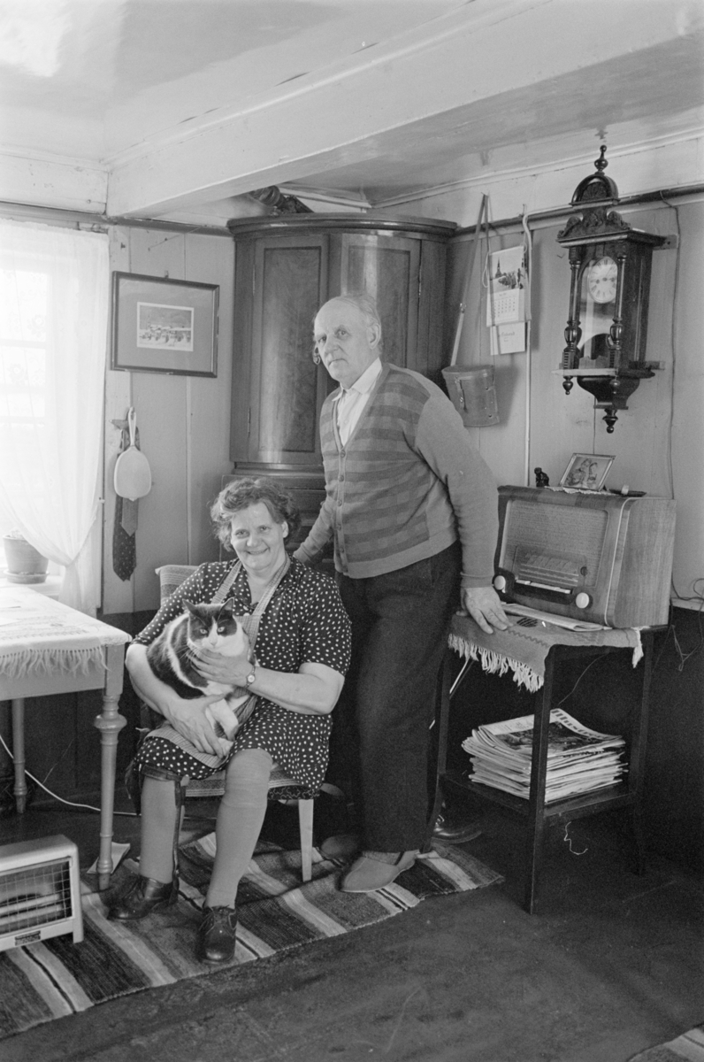 Portrett av en mann og en kvinne i en stue på Røros.