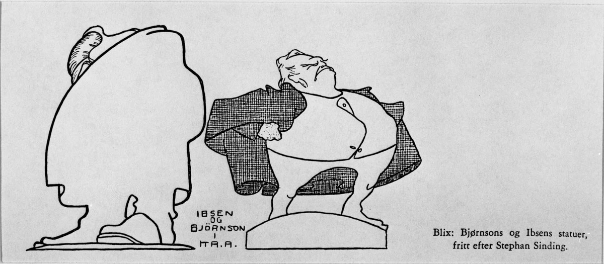 Karikatur, Ibsen, Bjørnson, Sinding, Blix