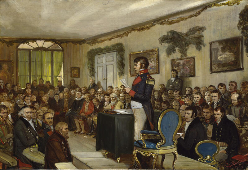 En av skissene Oscar Wergelands laget i arbeidet med Eidsvold 1814-maleriet. Denne er fra 1882 (Foto/Photo)