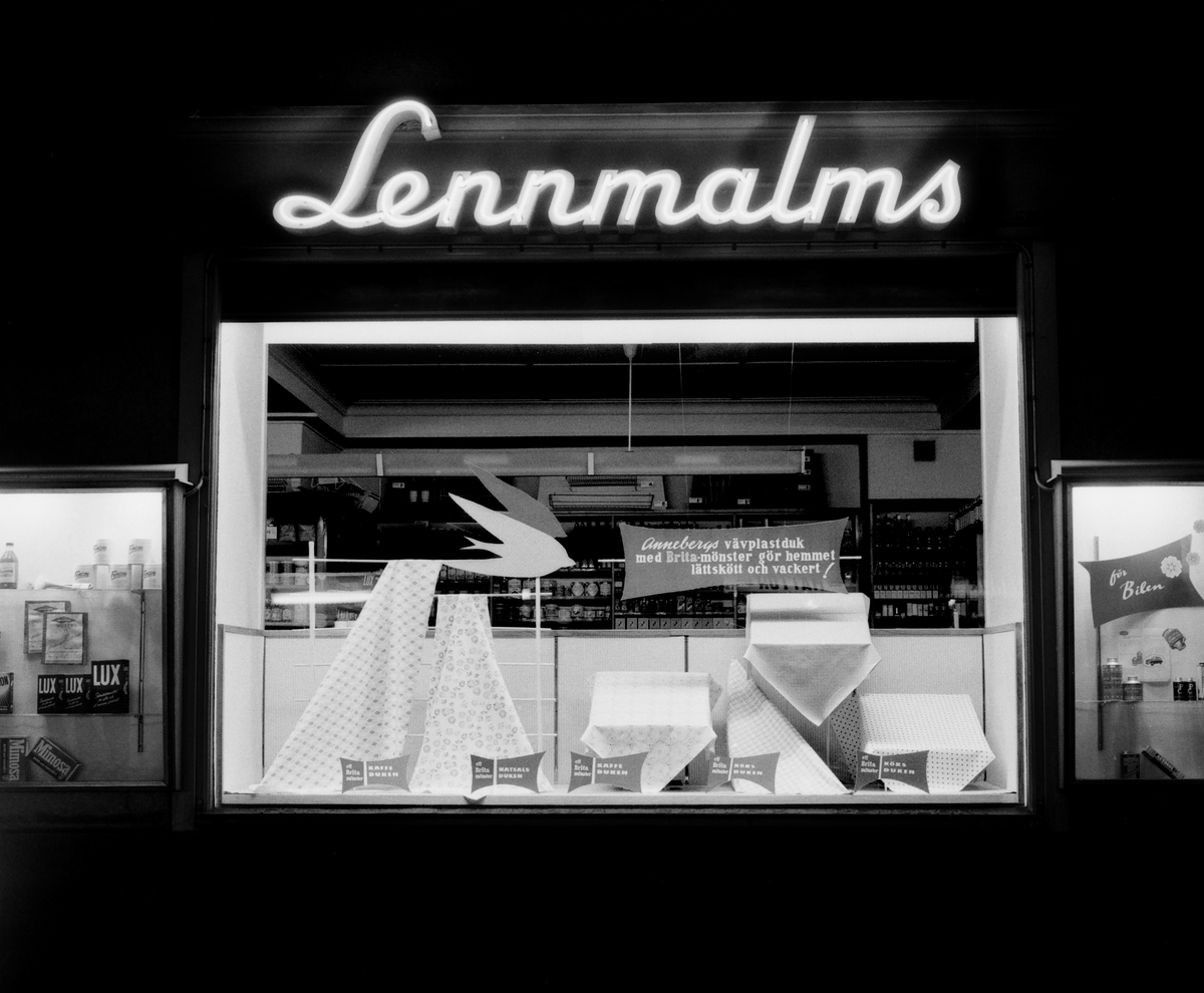 Lennmalms gör reklam för vävplastdukar från småländska Anneberg (Svenska Vaxduksfabriken).