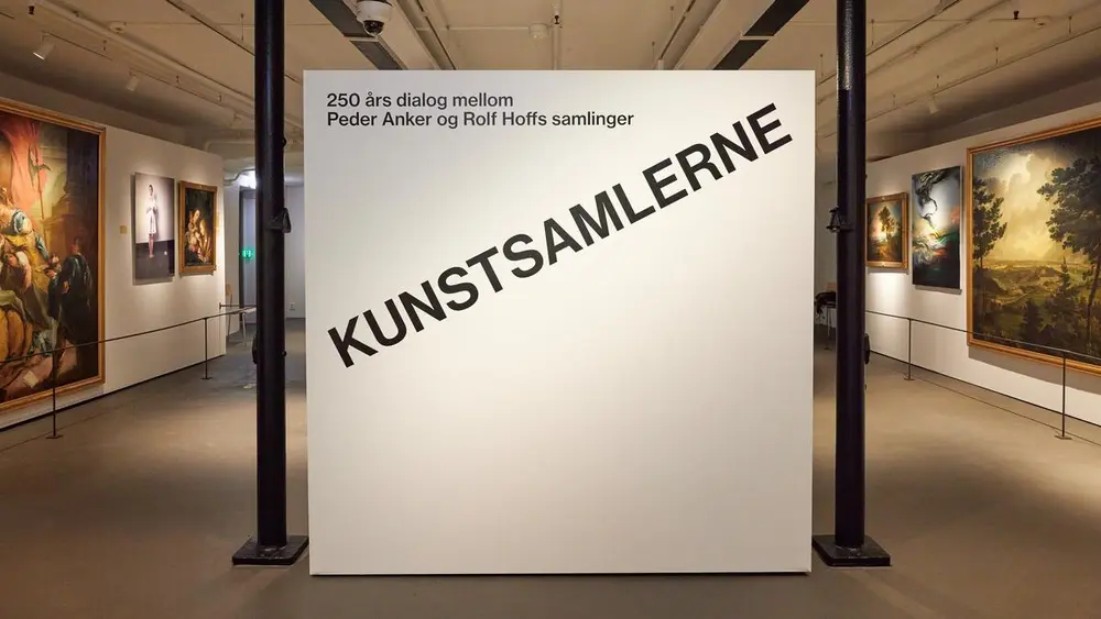 Inngangsplakat til utstillingen Kunstsamlerne