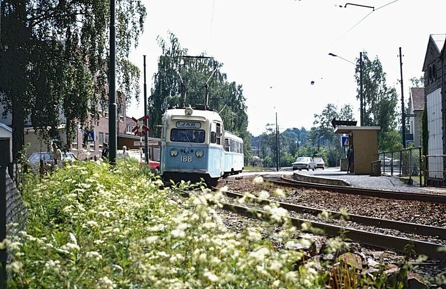 Oslo Sporveier, B1 188, B-tog kjørende på Linje 9, Hoff.