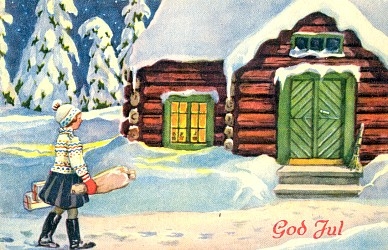 En samling julekort blandt annet med motiv tegnet av Christian Kittilsen (1907-1977).