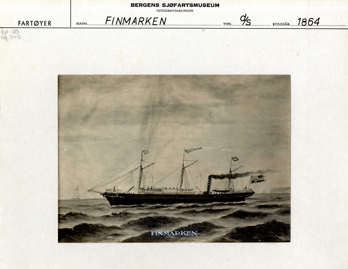 Skipsportrett av DS FINMARKEN (bygget 1864).