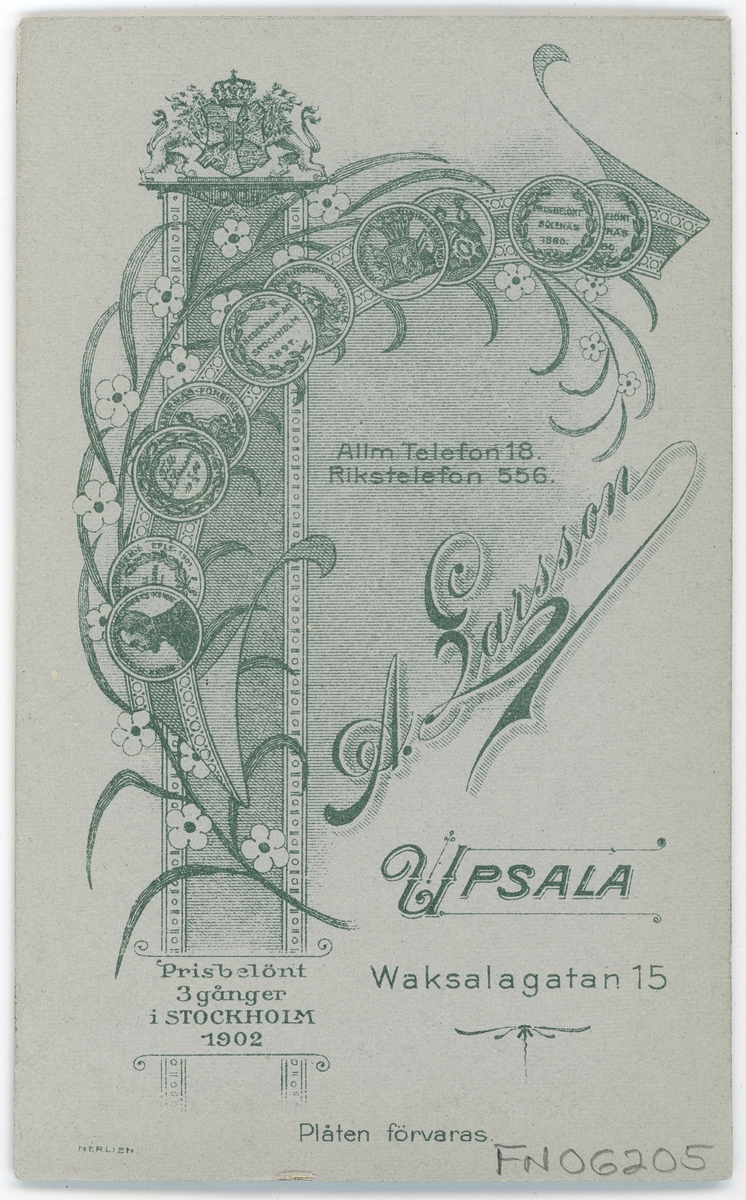Kabinettsfotografi - A Appelqvist, Uppsala 1905