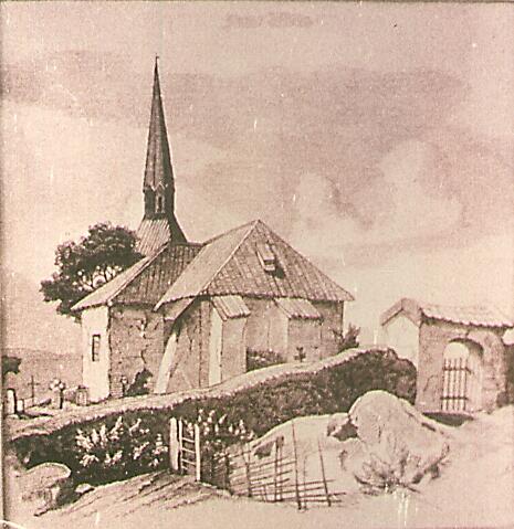 Tune kirke, tegning fra 1734