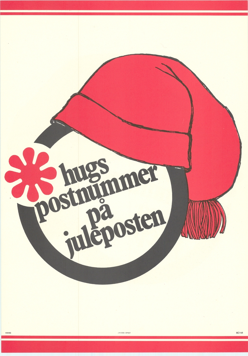 Tosidig reklameplakat med tekst på nynorsk og bokmål. Hvit bunnfarge, motiv og tekst.