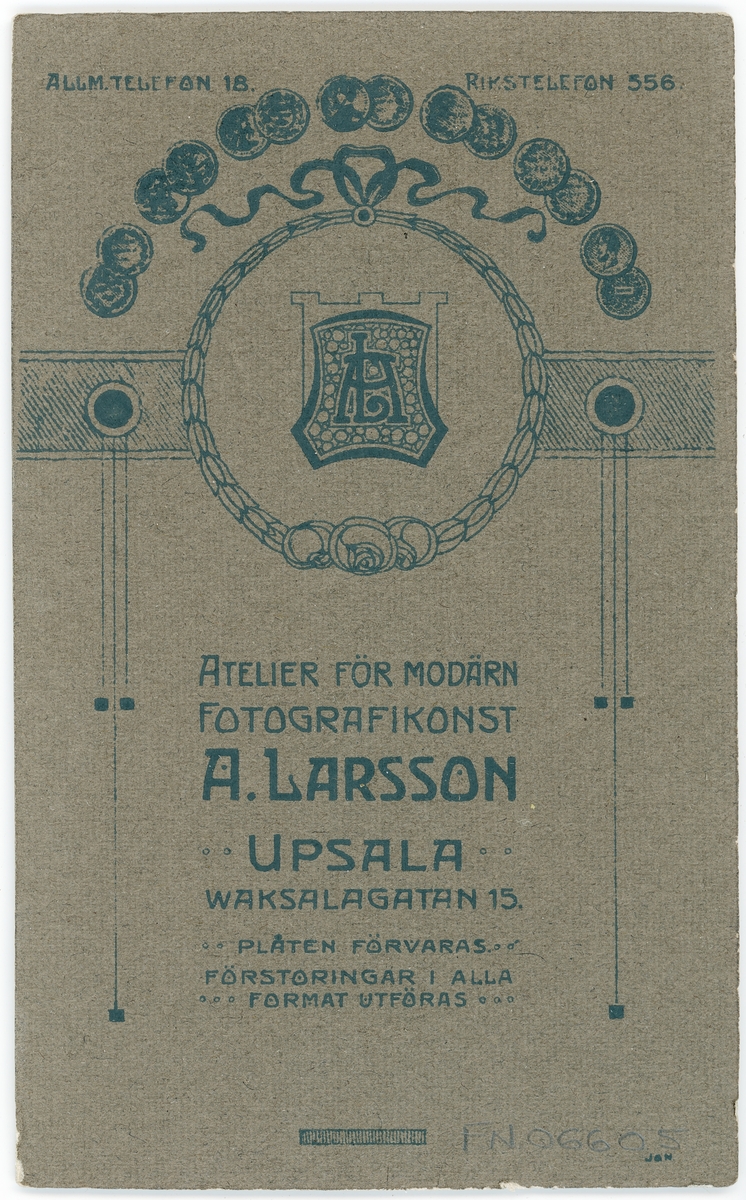 Kabinettsfotografi - brudpar, Uppsala 1917