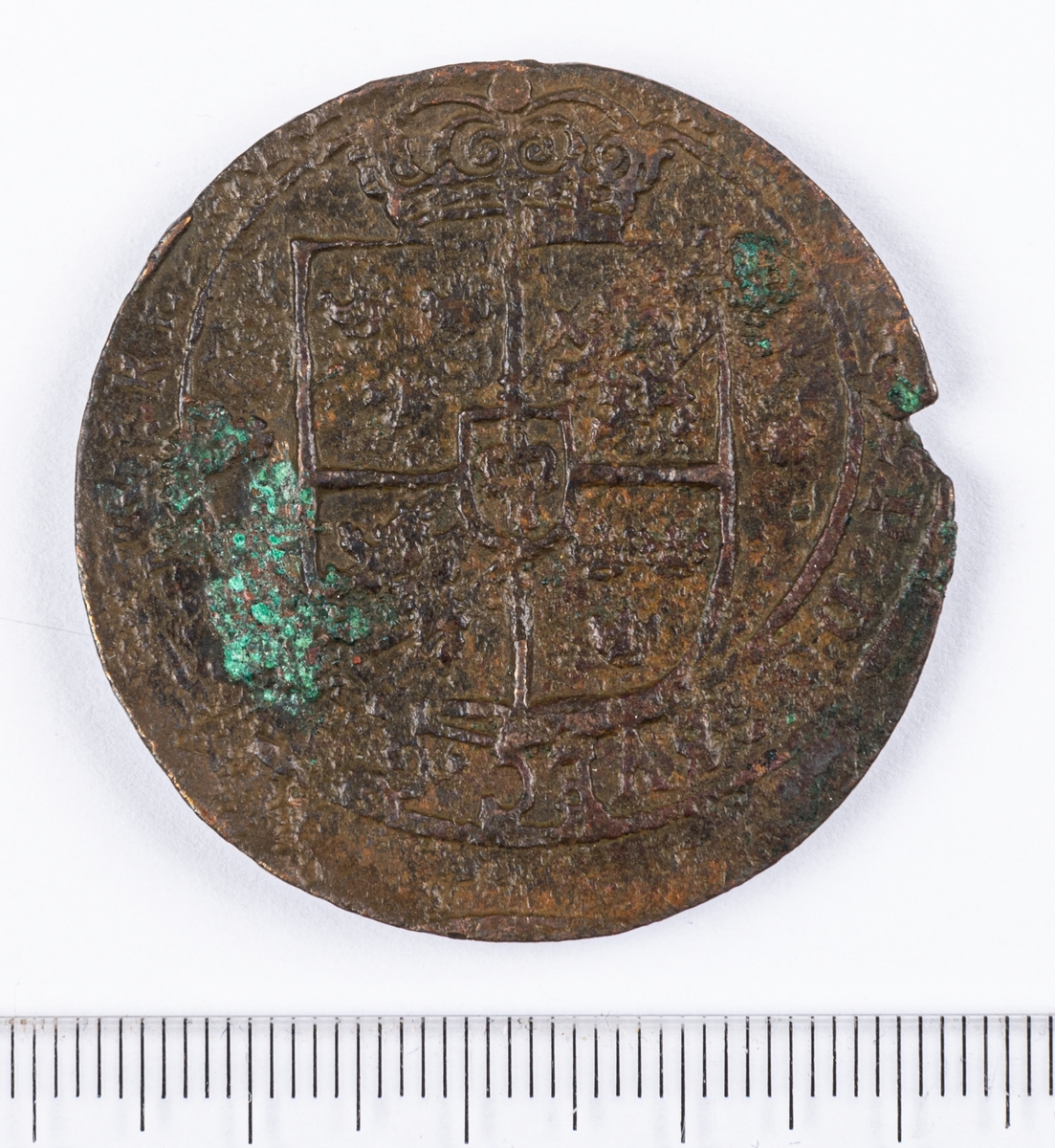 Mynt, 1 öre, Gustav II Adolf, Sverige, oläsligt årtal.