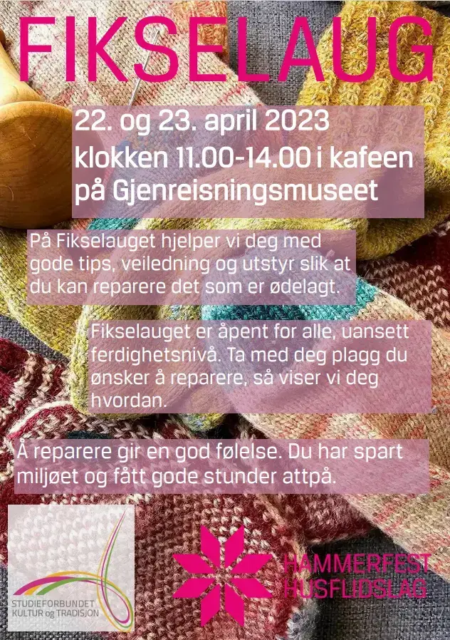 Plakat for arrangementet Fikselaug i Gjenreisningsmuseets kafé.
