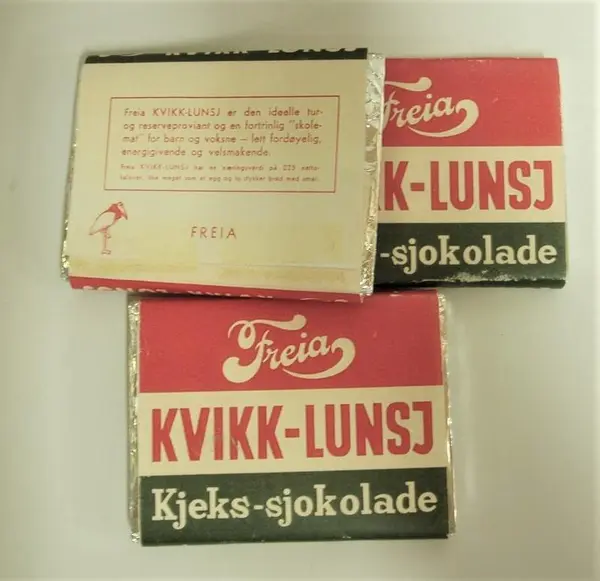 Freia Kvikk-lunsj fra 1937. Oslo Museum.