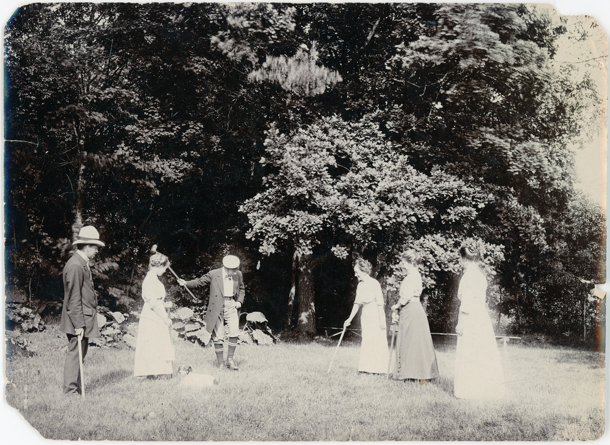 Krocketparti på Skepptuna prästgård, Uppland 1911