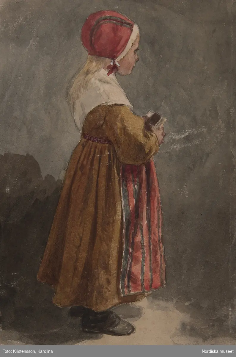 Flicka Gulkolt. Akvarell av C.G. Hellqvist